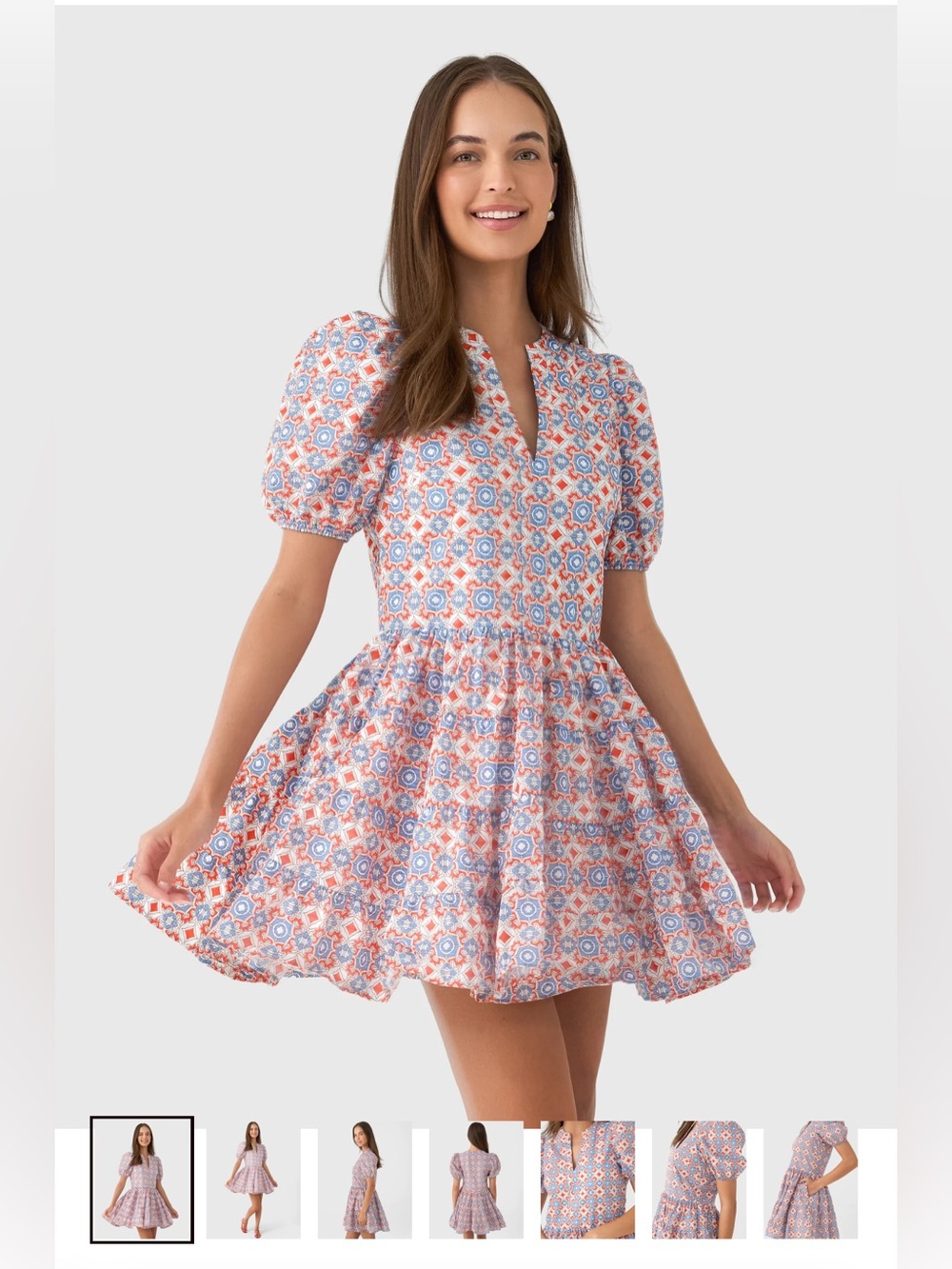 Women’s Orange & Blue Patterned Dress “The Franny” New With Tags